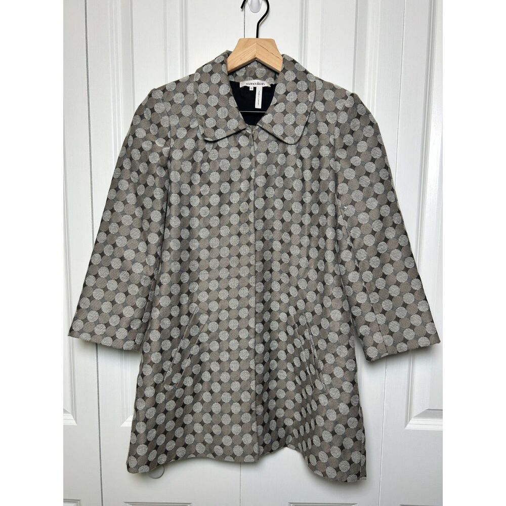Manoukian Woven Geometric Polka Dot Coat Size 2 French quietluxury neutral